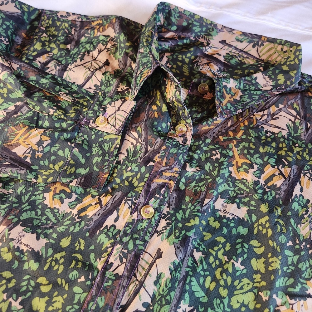 BUSHLAN Vented Shirt Womens 3X Green Port A Camo Hunting Fishing NEW‎